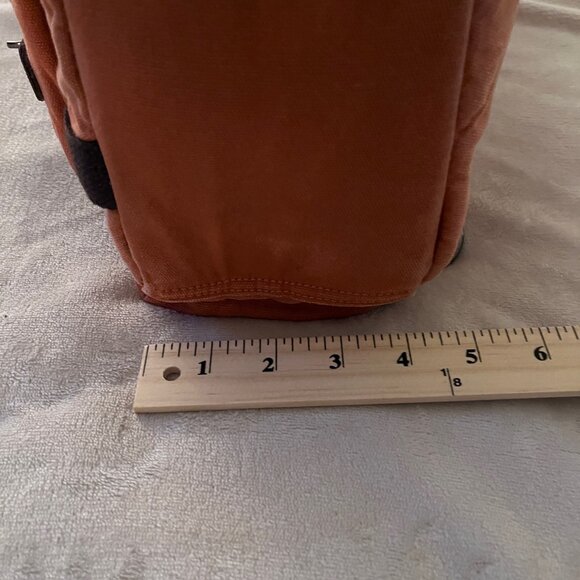 Canvas Cross Body Urban Sling Backpack w/ Vegan PU Leather Detail Burnt Orange - Picture 10 of 12